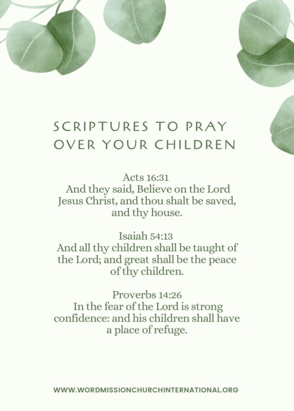 SCRIPTURES TO PRAY OVER YOUR CHILDREN-CARD 1