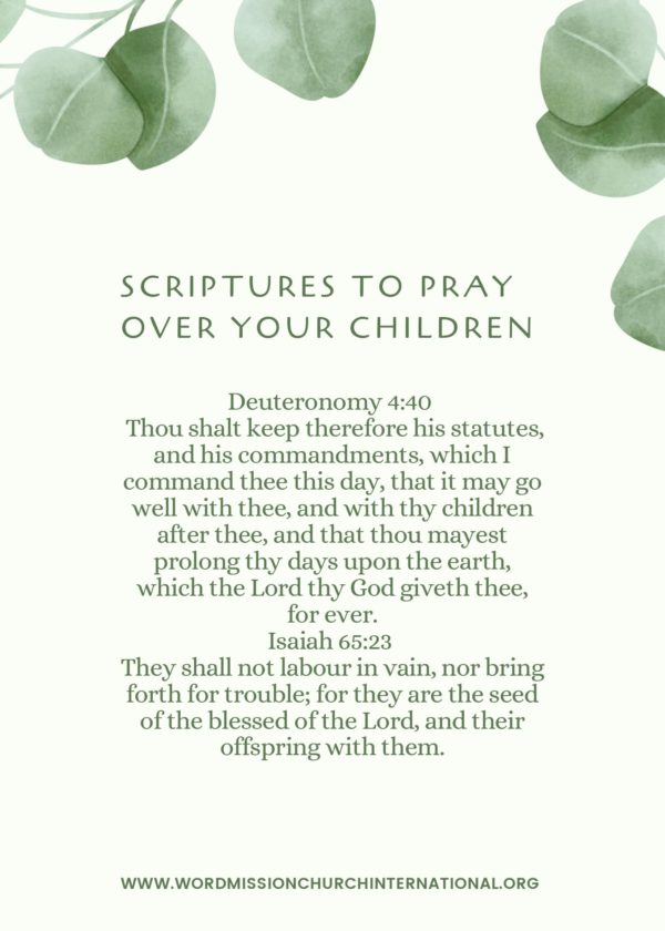 SCRIPTURES TO PRAY OVER YOUR CHILDREN-CARD 2