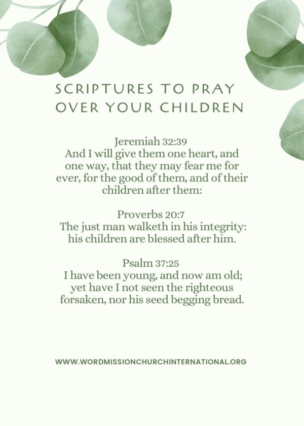 SCRIPTURES TO PRAY OVER YOUR CHILDREN-CARD 3