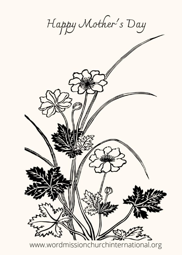 HAPPY MOTHER'S DAY FLOWER COLORING SHEET