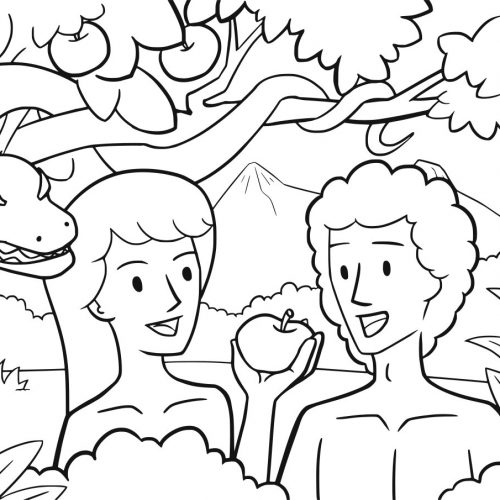 Coloring Adam and Eve deceived by the devil